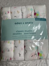 Aden  Anais Classic Muslin Swaddles 4 Blankets Alphabet Balloons Girls NIP NEW