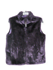 GUESS USA BLACK FUR PURPLE IRIDESCENT ZIP FRONT REVERISBLE VEST SZ M 250