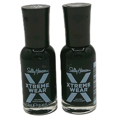 2 Pack Sally Hansen Hard As Nails Xtreme Wear Nail Polish 629 Black Out [NEW!]