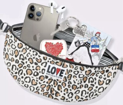 Brighton Love Wild Cat Belt Bag Crossbody Fanny Pack Zip Animal Print New