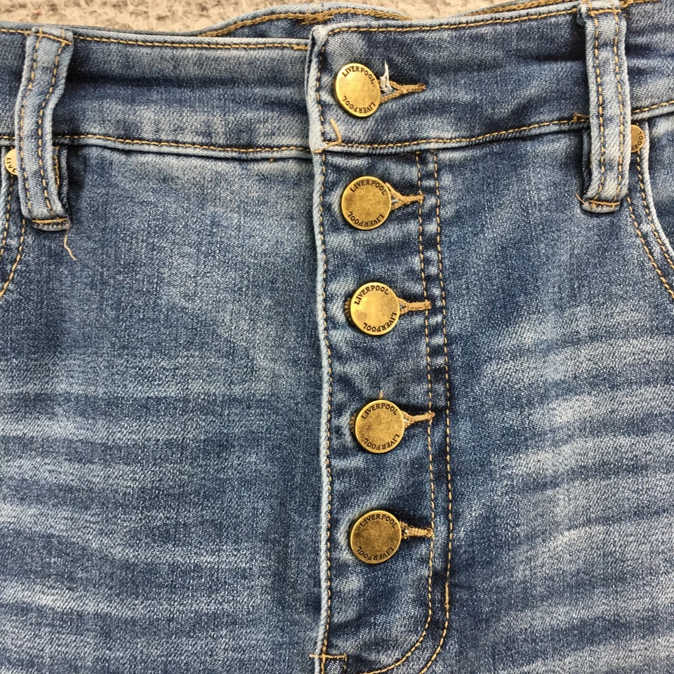 Liverpool Hot Pants Shorts Womens 14/32 (Actual 33X3) Blue High Rise Buttons Fly - Image 3 of 4