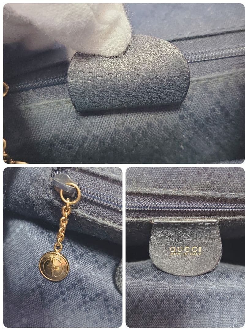 Authentic GUCCI Bamboo Mini Backpack Dark Navy Le… - image 7