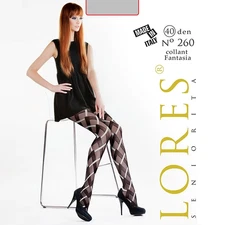 Lores № 260 style quality semi-sheer tights hosiery black geometric 40 den