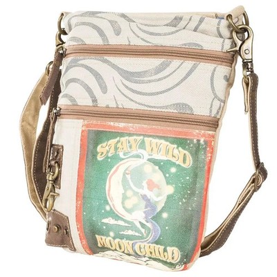 Crossbody Canvas Bag Beige Stay Wild Moon Child Recycled