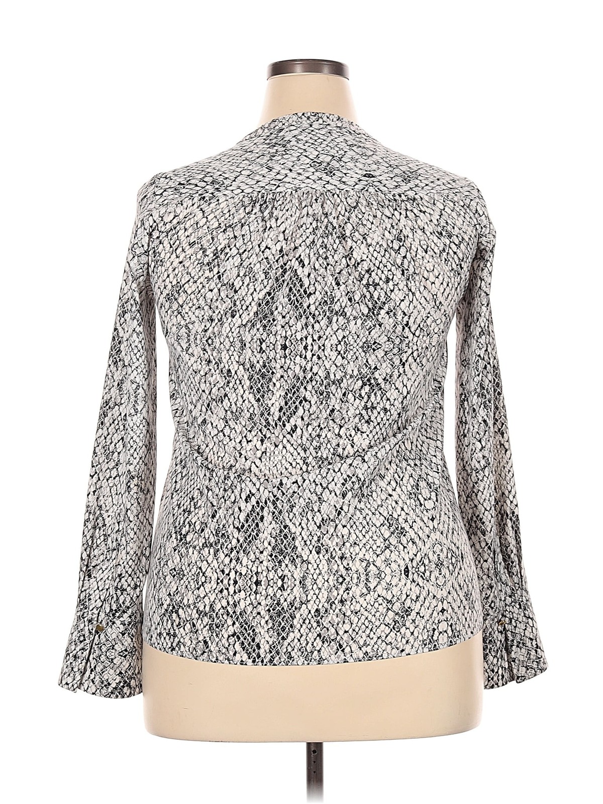 Calvin Klein Women Gray Long Sleeve Blouse 2X Plus thumbnail 2