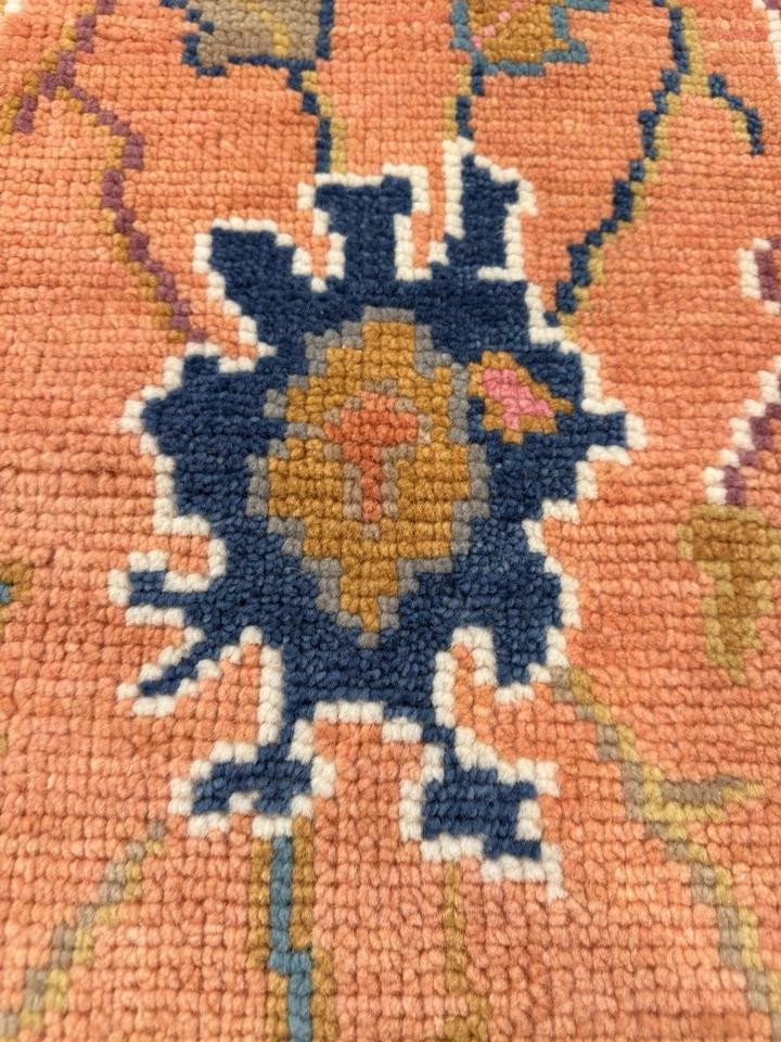 2’7” X 6’ Orange Wool Oushak Runner With Flowers. Handmade. - Image 4 of 4