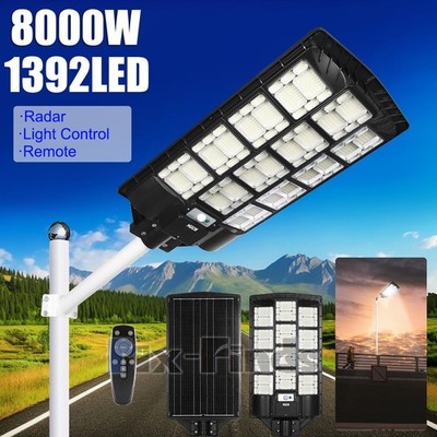 9000W Commercial Solar Street Flood Light Outdoor Dusk to Dawn Road Wall Lamp US