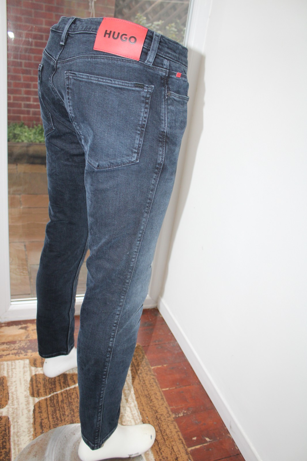 Mens Hugo Boss W32 L32 Jeans Tapered Black 708 Slim stretch 32R Taper HB thumbnail 15