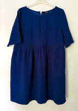 Topshop Maternity Blue A-Line Knee Length Dress UK 12 Short Sleeve Zip