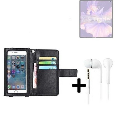 Wallet Case Schutz Hülle für Huawei Mate Xs 2 + Kopfhörer schwarz Display Sch