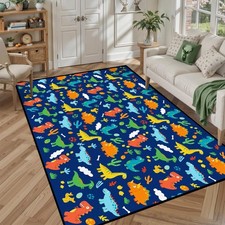 5' x 7' Dinosaurs Rug Blue Area Rugs for Boys Girls Living Room Bedroom Dormi...