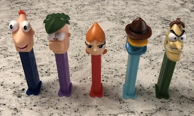 Pez Lot of 5 Phineas And Ferb Candy Dispensers - Great Condition, 2010s Retired