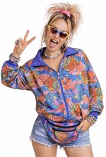 Vtg Silk Windbreaker Bomber Track Jacket XL Vacation SeaShell Beach Artsy 90s