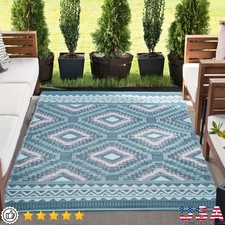 Waterproof Reversible Plastic Straw Outdoor Rugs Patios Camping RV Deck Porch US
