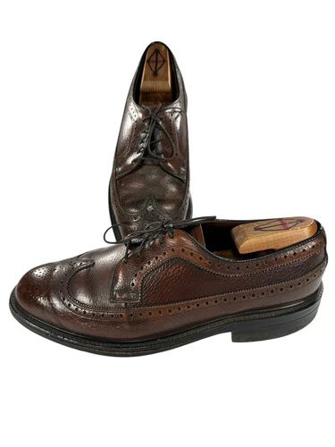 JORDAN Scarpe Nunn Bush vintage anni 70 uomo derby taglia 8 5D punta alare pelle nera USA