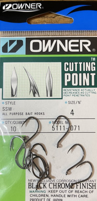 Owner #6111-071 SSW All Purpose Cutting Point Hook Size 4-1pk 10pcs-Brand New