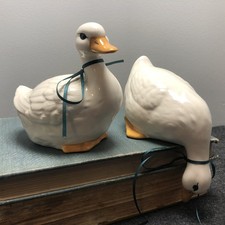 Vintage Cottage Core White Ceramic Goose Duck...