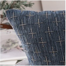 2-Pack Decorative Burlap Linen Euro Sham Covers 26x26 Blue