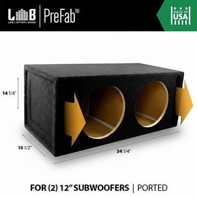 Slot-Ported Car Subwoofer Speaker Box Enclosure for Pair of 12  Subs (2.40 ft³)