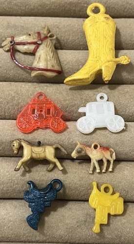 Lot Of 8 Vintage Celluloid Western Themed Charms