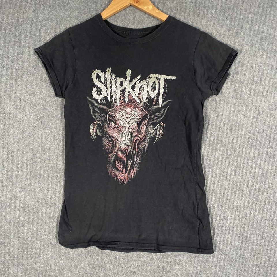 Slipknot Shirt Womens S Black Graphic Tee Metal Band Concert Tour Gothic 5C
