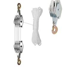 65ft / 20M Rope Pulley Hoist 4000LB Lifting Power Pulley Block And Tackle System