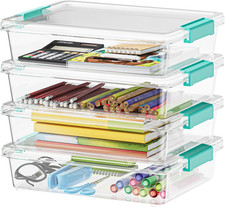 6 Qt Plastic Storage Bins with Lids, Clear Sensory Bin Craft Organizers and Stor