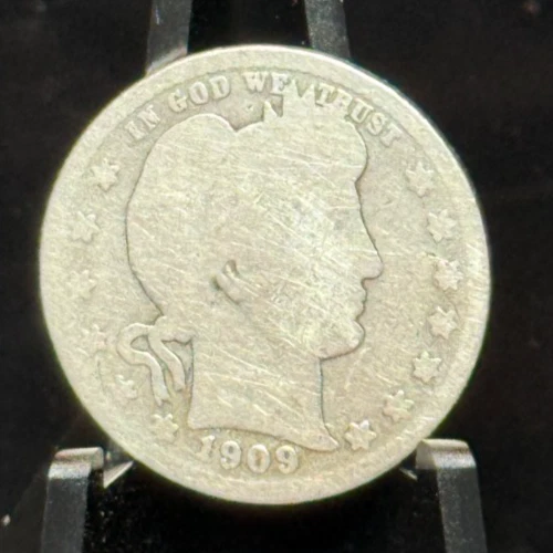 1909-O US Barber Quarter 25C Silver Coin