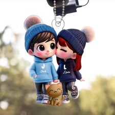 Personalized Couple Car Hanging Ornament Acrylic Cute Cartoon Couple