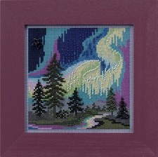 DIY Mill Hill Aurora Borealis Christmas Bead Counted Cross Stitch Picture Kit