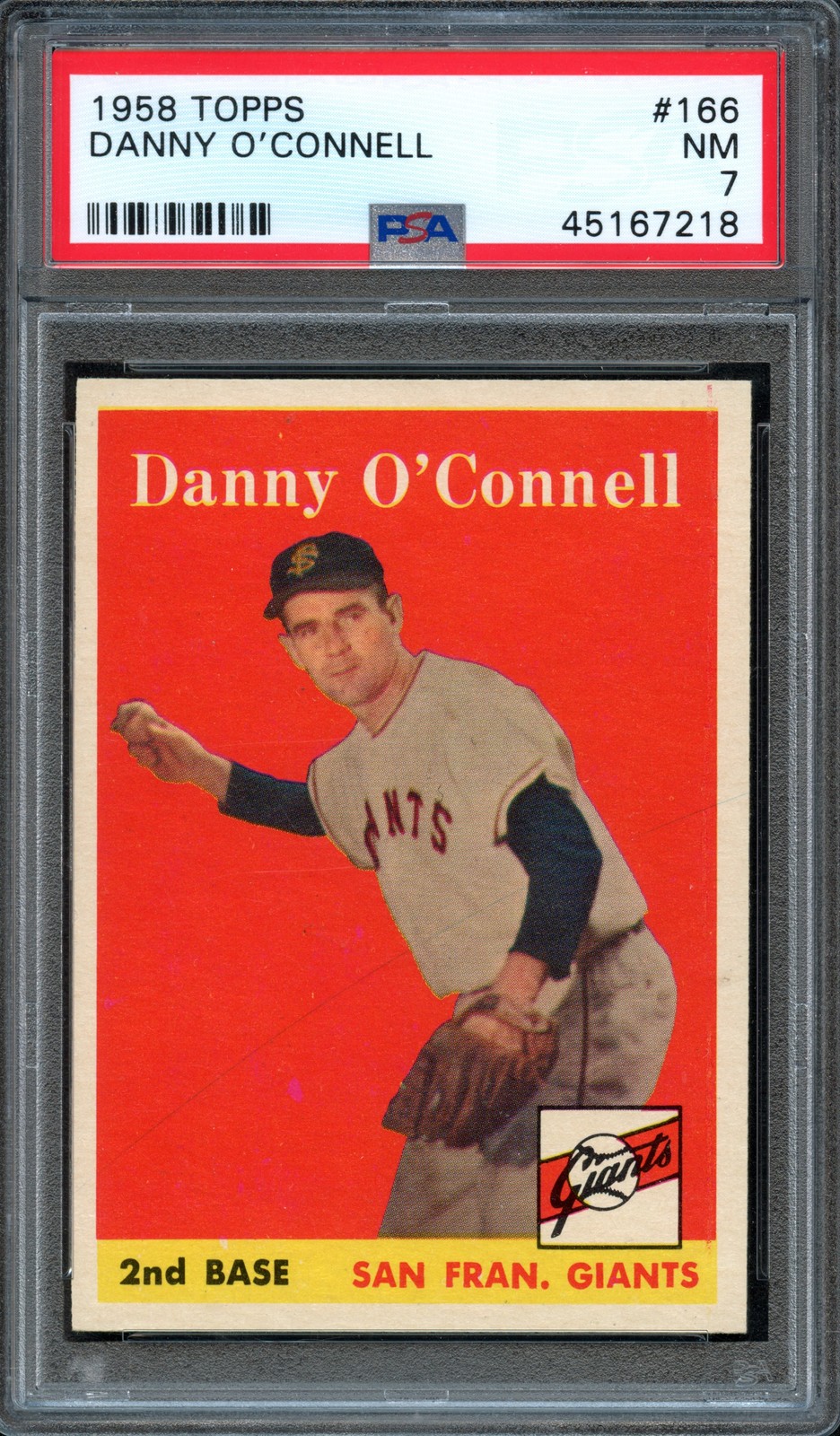 BB - 1958 - TOPPS - #166 - DANNY O'CONNELL - PSA 7 (NM)