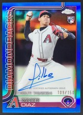 2025 Topps Chrome Update Yilber Diaz Rookie Debut Auto Blue Refractor /150 MS2
