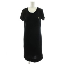 Gucci Interlocking G Dress Knee Length Short Sleeve Velour M Black 271473 Used c