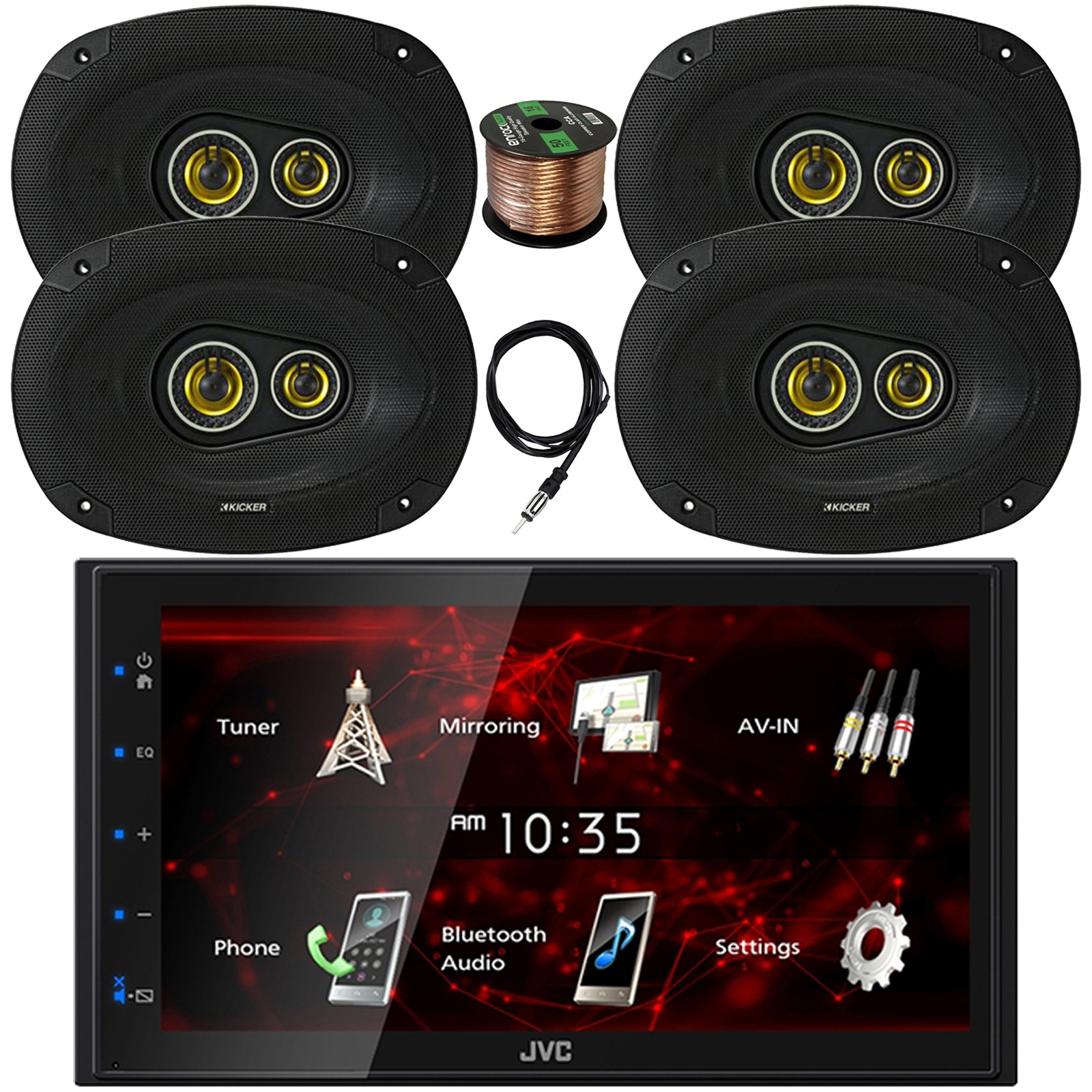 JVC 6.8" Touchscreen Bluetooth Car Radio, 4x 6x9" 450W Speak