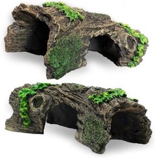 2PCS Small Aquarium Trunk Decoration Hollow Tree Trunk Hideout Log Hideaway Fish