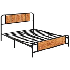 Image of HOMCOM King Size Bed Frame with Headboard, Steel Bed Base 160 x 207cm Brown