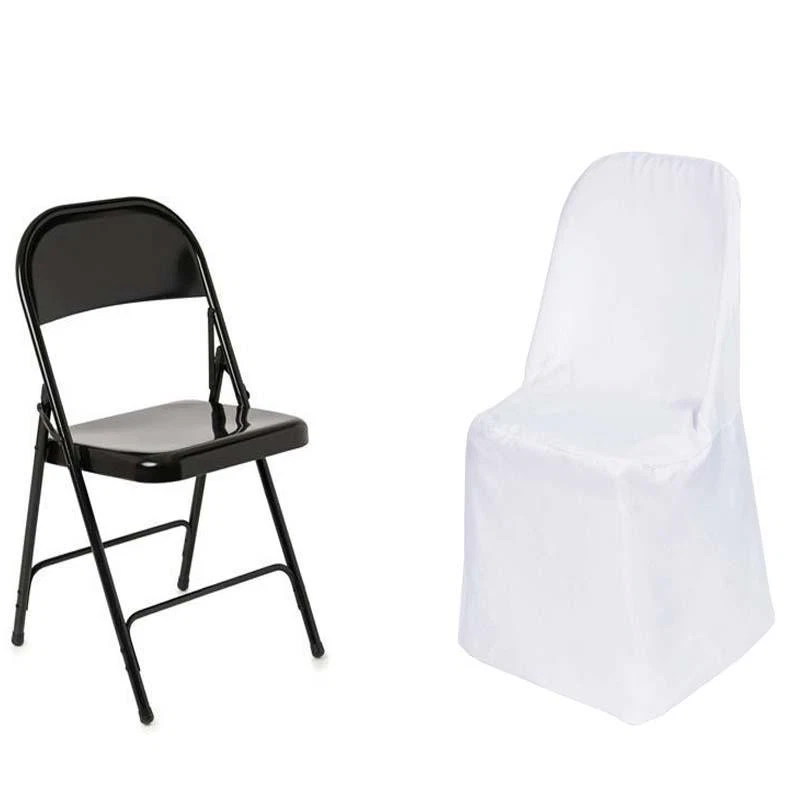 100 White Polyester Folding Chair Covers Wedding Banquet Reception Decorations - Image 4 of 4