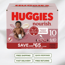 Huggies Nourish Baby Wipes Cocoa  Shea Butter 10 pk 640 Wipes Free Shipping