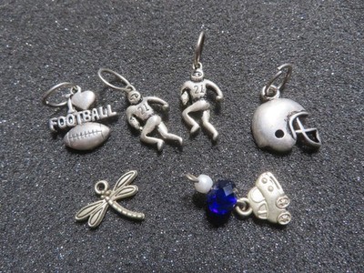 Football Balls Players Charms Lot Of 6 Crafting Bracelets Necklace
