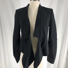 BCBG MAXAZRIA Black Asymmetrical Open Blazer Jacket Long Sleeve Professional XS