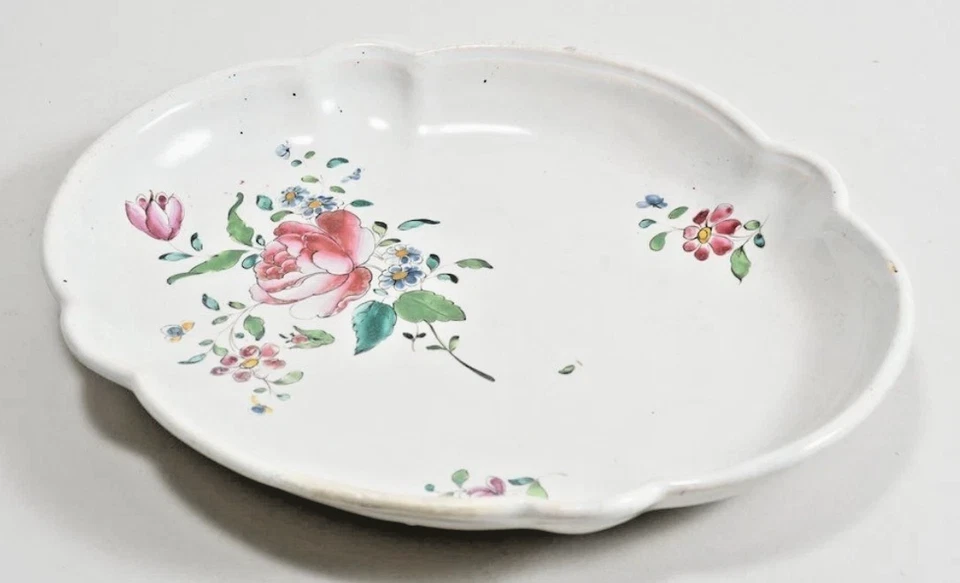 Fayence Schale 18. Jh. | süddeutsch Straßburg Art | Blumen | 22,5cm - Bild 2 von 4