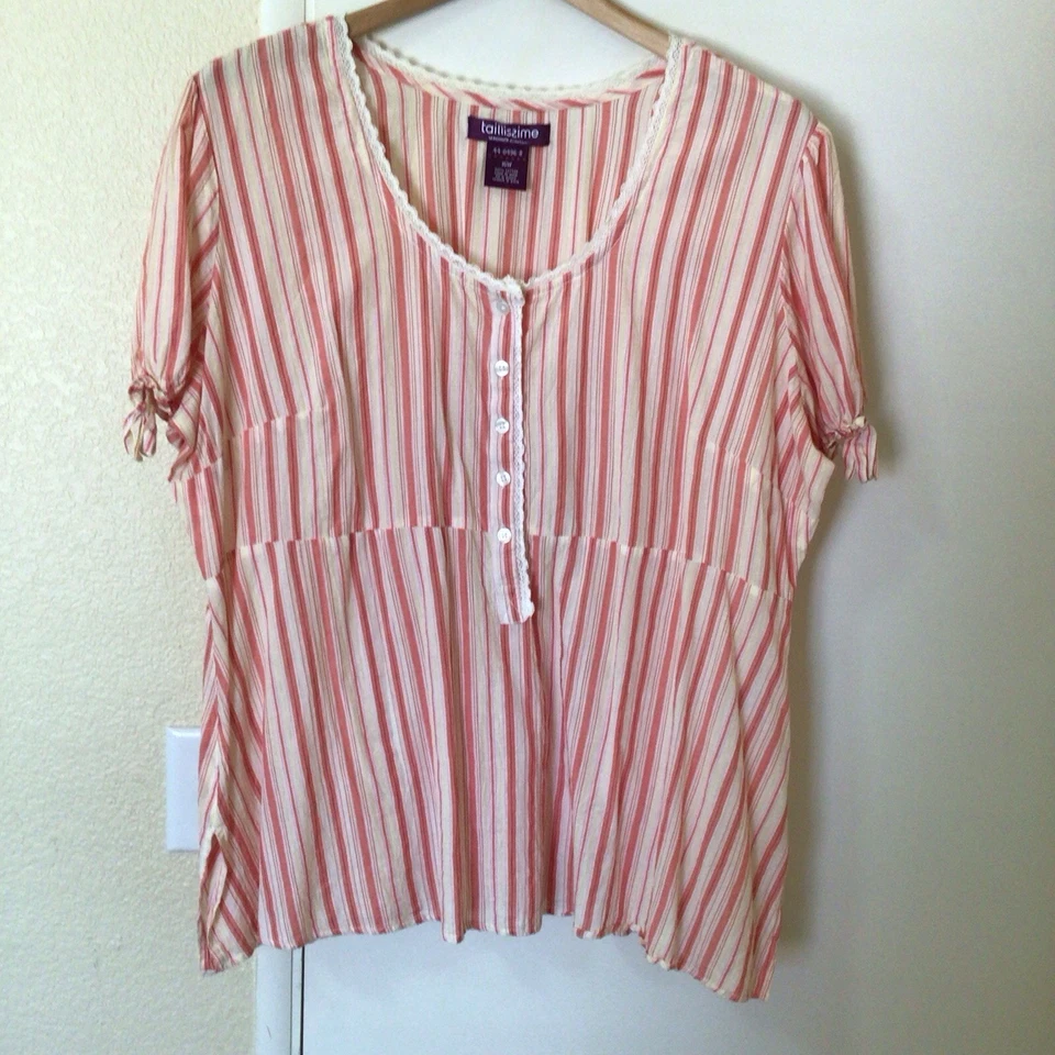 Top Babydoll a Rayas Cintura 16W Mujer Verano Boho Coastalgrandma Cottagecore Foto 3 de 4