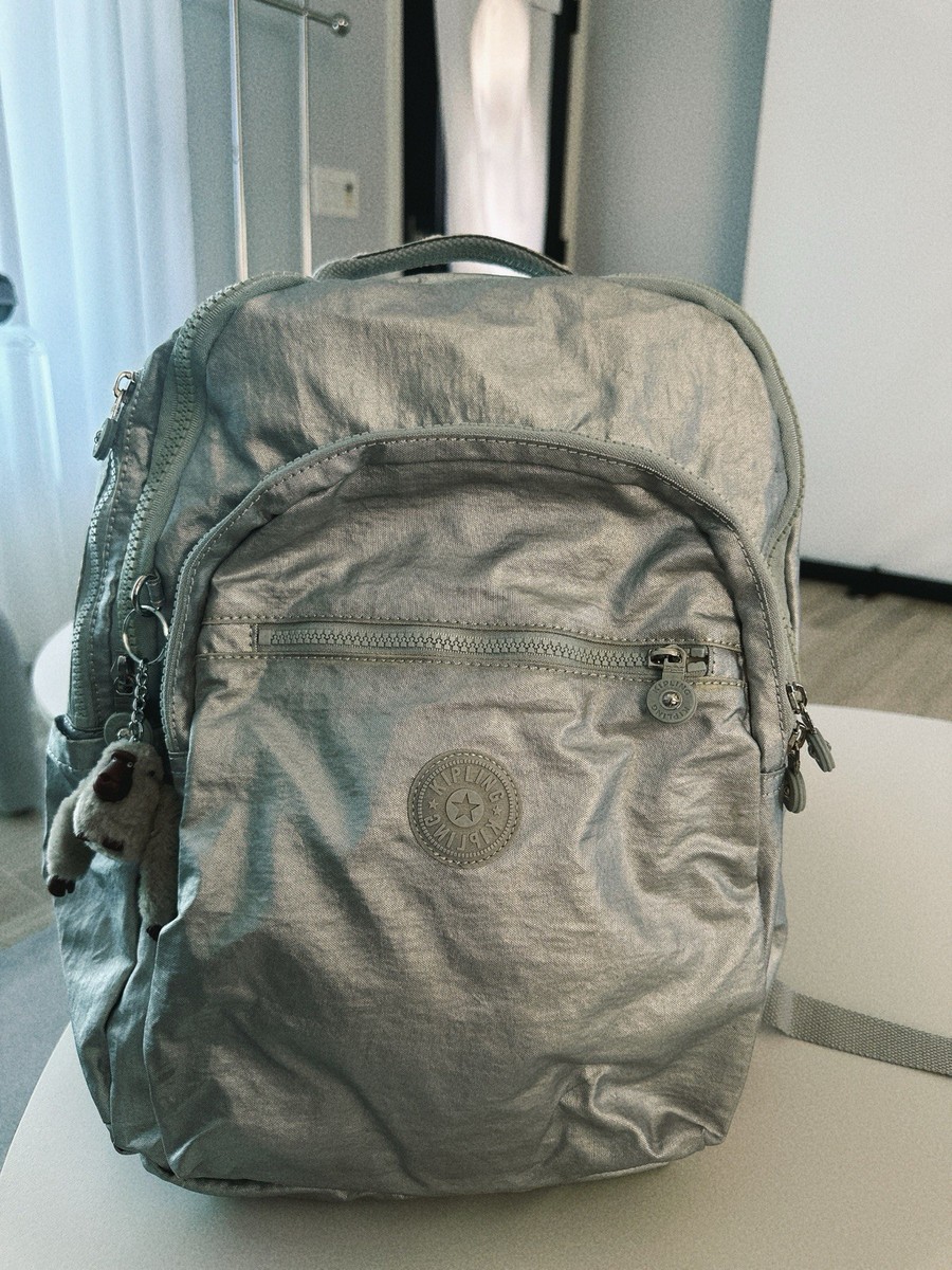 Kipling Silver Backpack Adjustable Straps Front Pocket Polka  display picture 3