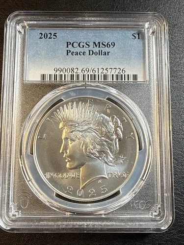 2025 PCGS MS69 Peace Dollar .999 Silver - No Reserve!