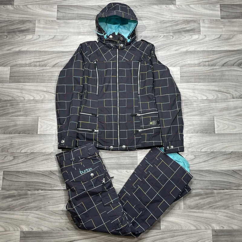 burton elevation dry ride snow set windowpane plaid jacket