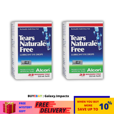 2 X ALCON TEARS NATURALE FREE Lubricant dry eye drops 32 Vials (0.8ml/each)