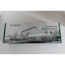 Tolsuny Commercial Kitchen Faucet Wall Mount 12" Chrome Brass Swivel Spout