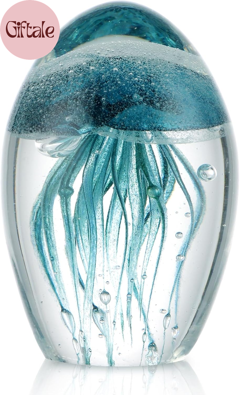 Hand Blown Glass Jellyfish Paperweight Glow in Dark Ocean Decor Gift | eBay