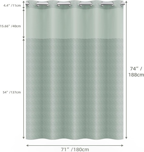 Luxury Green Shower Curtain Set with Removable Waterproof Liner - 71x74 inches - Picture 4 of 9