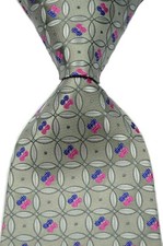 New Classic Polka Dot Gray Blue Rose JACQUARD WOVEN 100 Silk Men's Tie Necktie